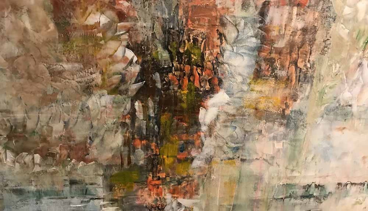 An abstract painting of a tree.