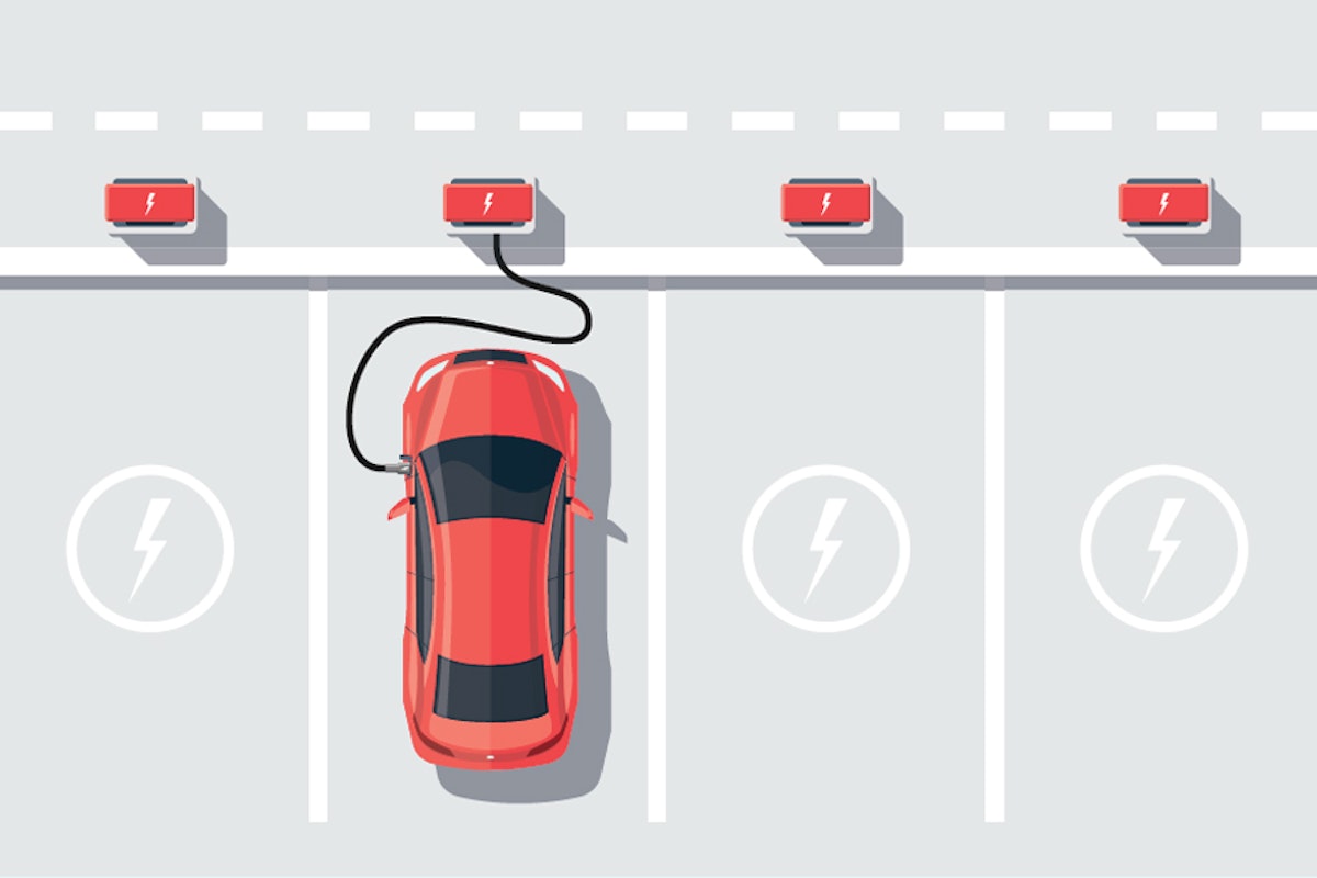 Red car charing illustration 