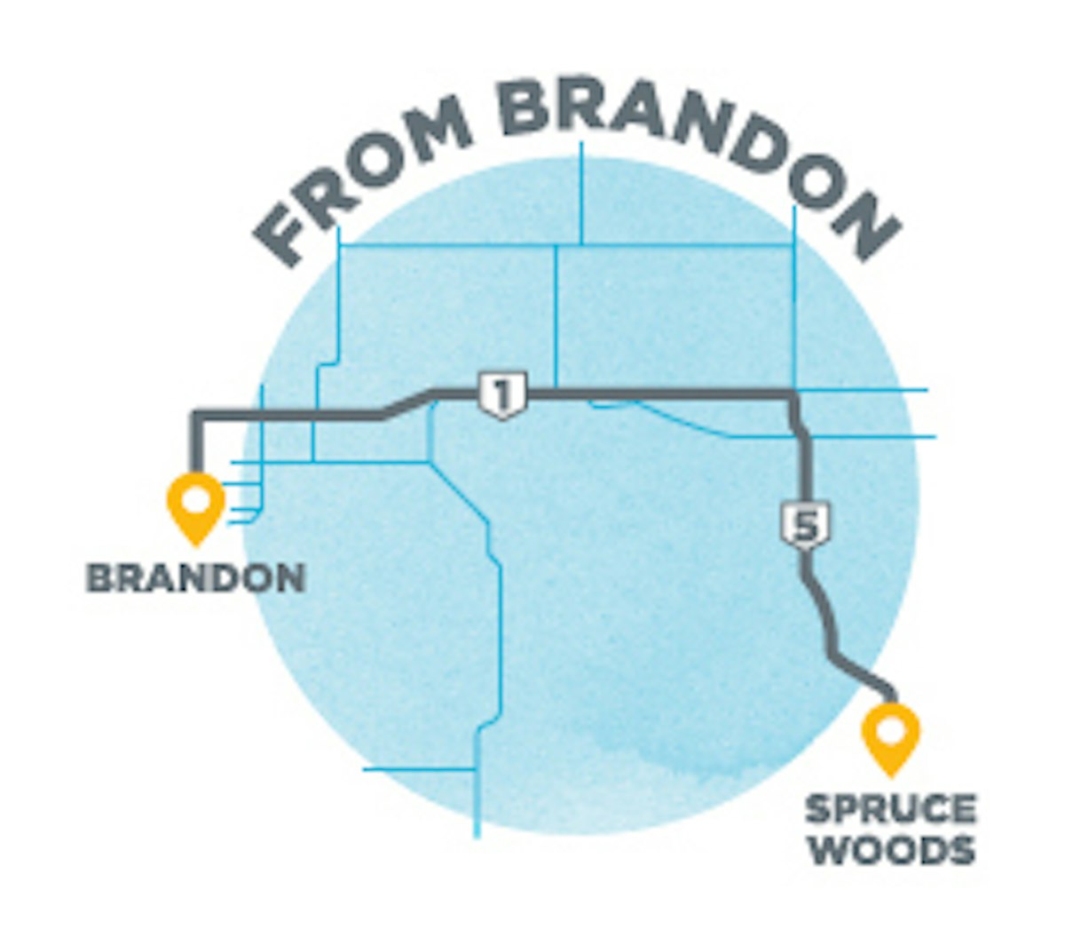 From brandon to spruce woods.