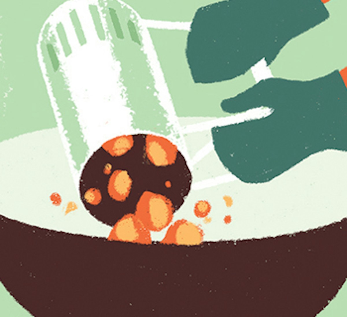 An illustration of a person pouring something into a bowl.
