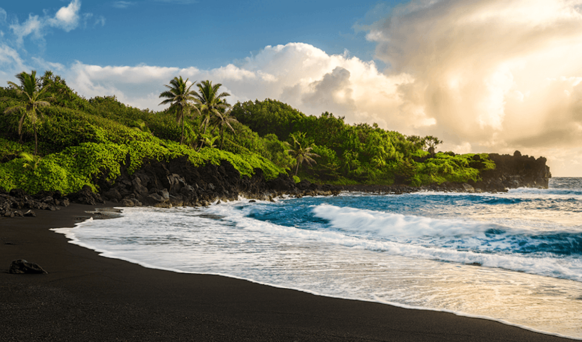 Black sand beach in hawaii.
