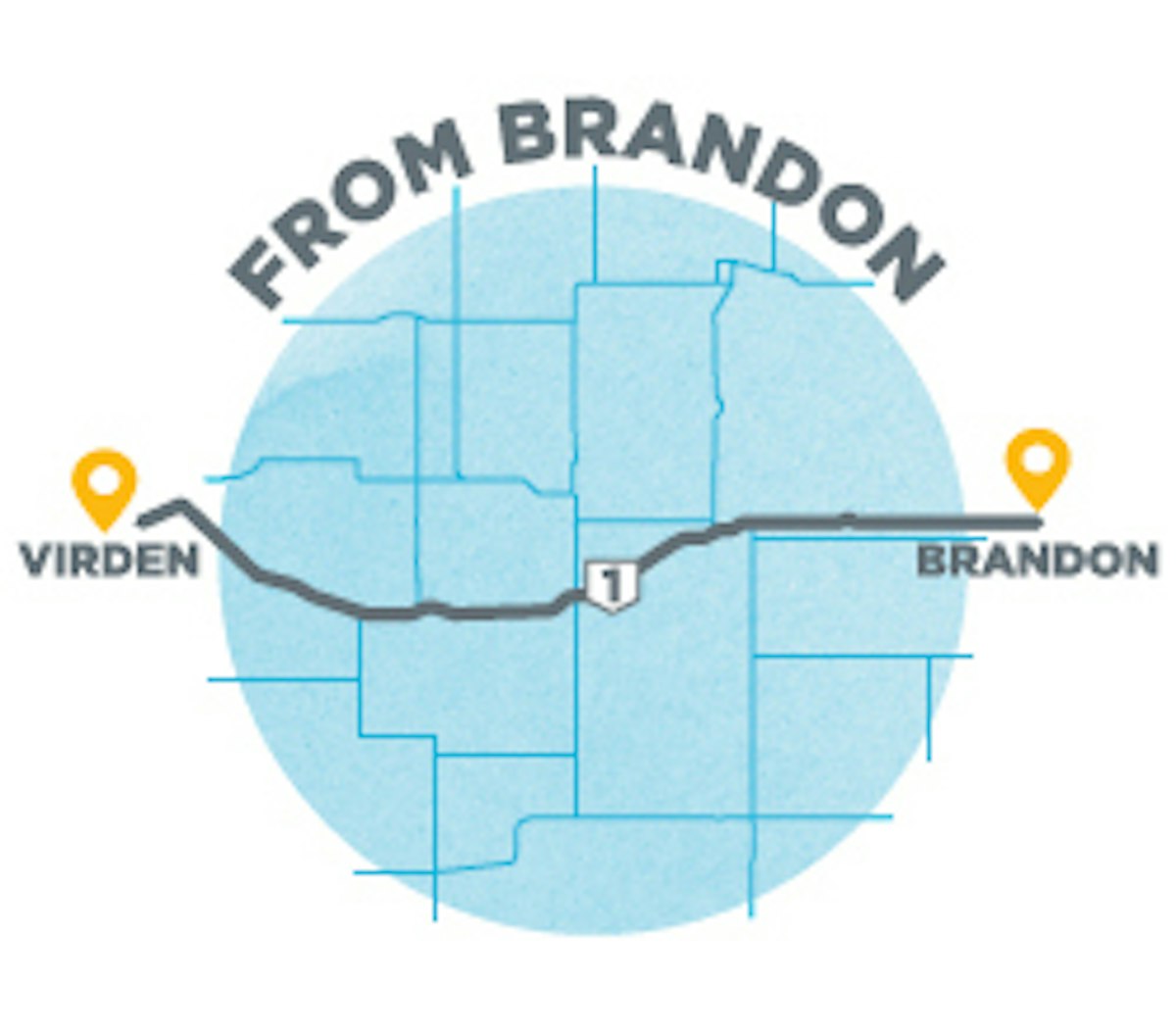 A map of the route from brandon to vindern.
