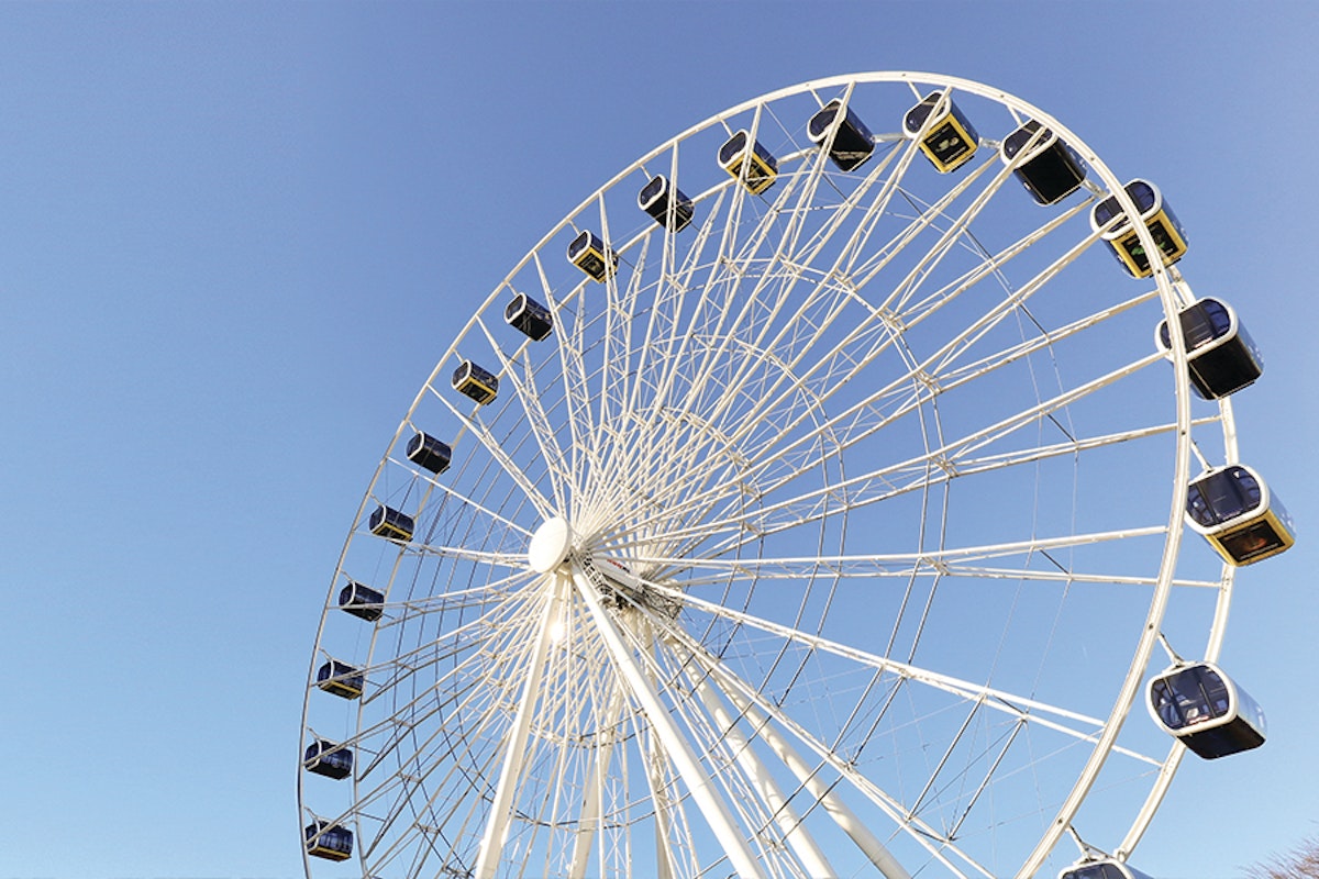 A ferris wheel in a park.