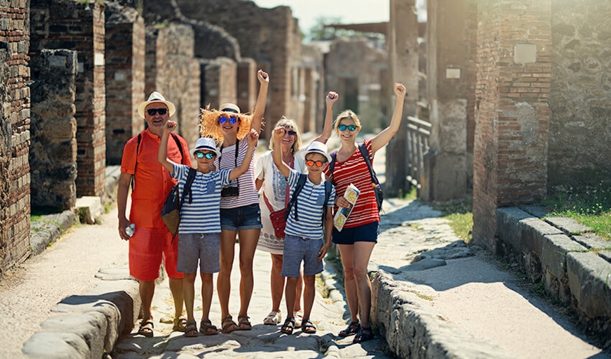 Family vacation in pompeii, italy.