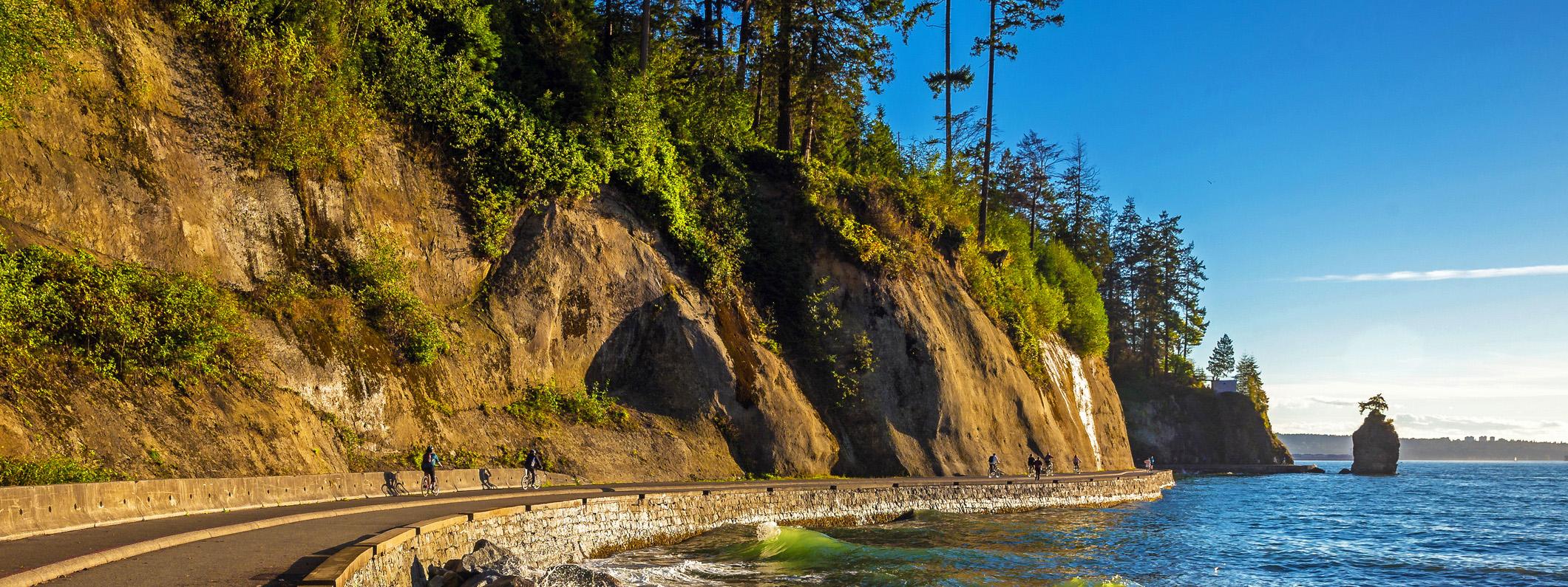 The Seawall trail in Stanley Park, Vancouver.