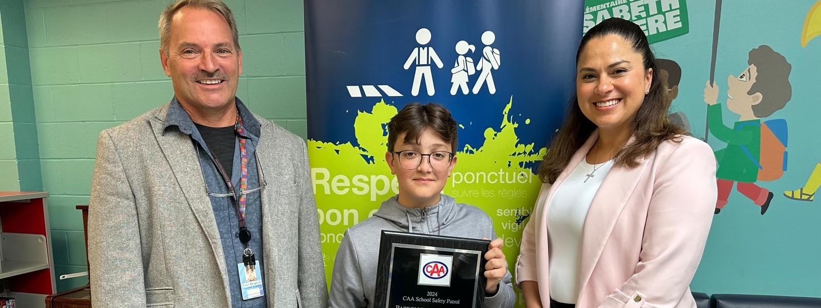 CAA School Safety Patroller of the Year Thomas Roy