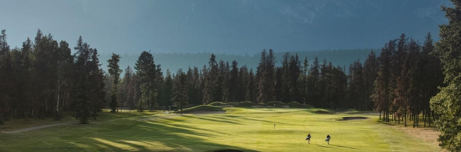 Sunset at Fairmont Jasper Park Lodge Golf Club in Alberta.