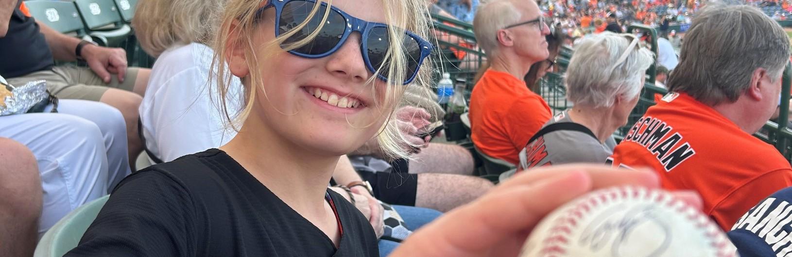 Girl gets autograph at Spring Training