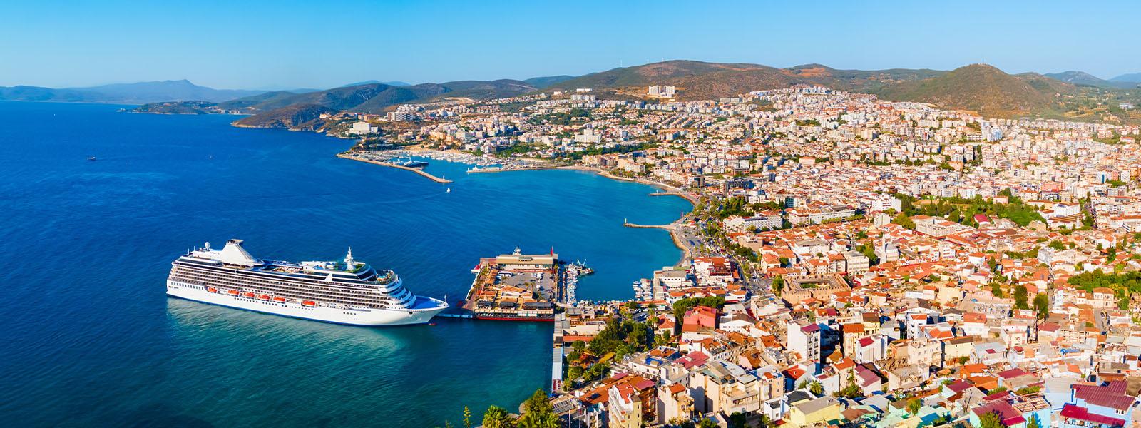 Image of cruise ship in a harbour.